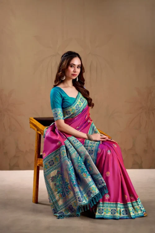 Designer dark pink Salem silk saree for festive wear