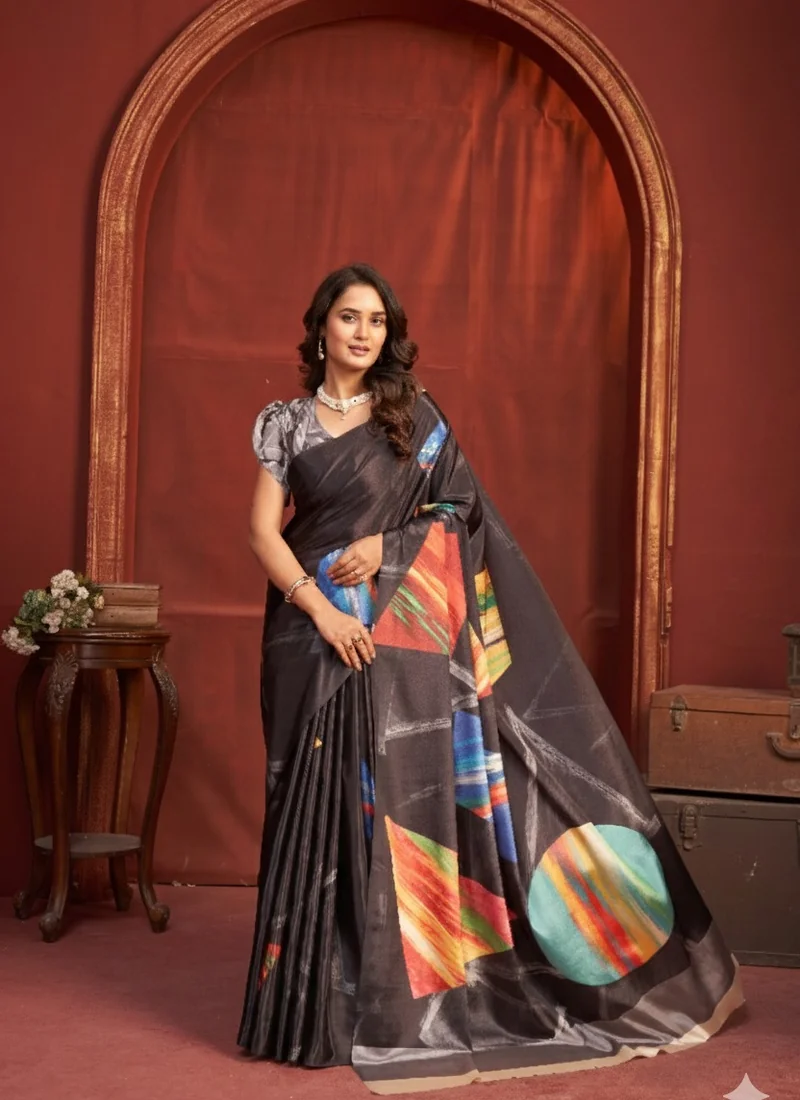 Crep Silk Digital Printed Saree HL0010 – Front view Front view Crep Silk Digital Printed Saree HL0010 for women