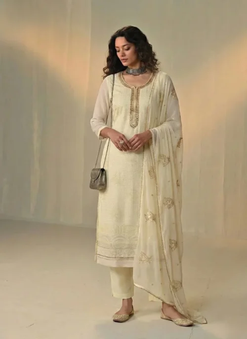 Front view Yellow Georgette Embroidered Salwar Kameez | HL0021 for women