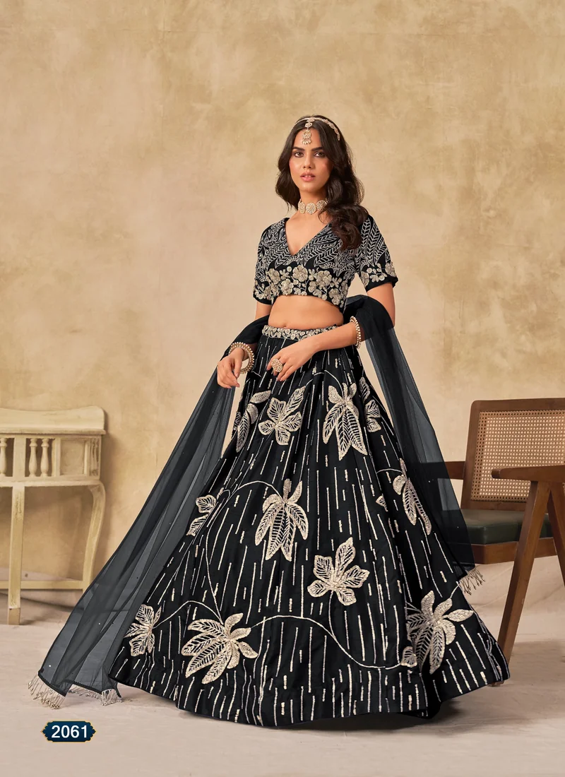 Black Art Silk Lehenga Choli | HL0023 – Back design Back design Black Art Silk Lehenga Choli | HL0023 for women