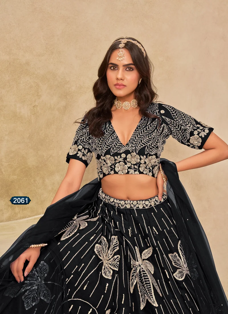 Black Art Silk Lehenga Choli | HL0023 – Detail view Detail view Black Art Silk Lehenga Choli | HL0023 for women