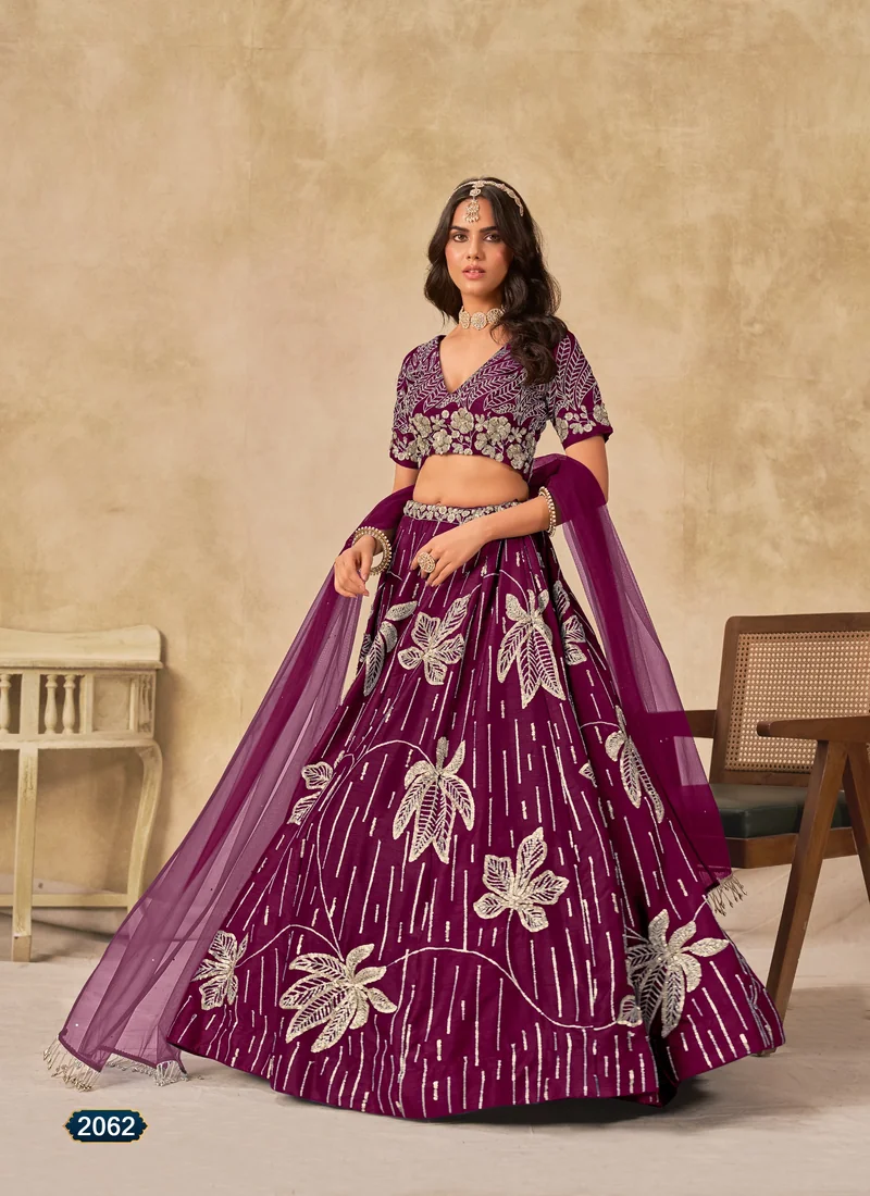 Maroon Art Silk Lehenga Choli | HL0024 – Front view Front view Maroon Art Silk Lehenga Choli | HL0024 for women