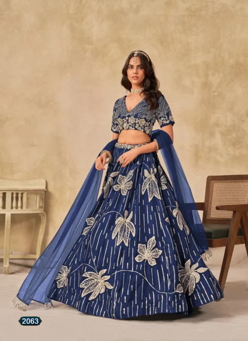Front view Blue Art Silk Lehenga Choli | HL0025 for women