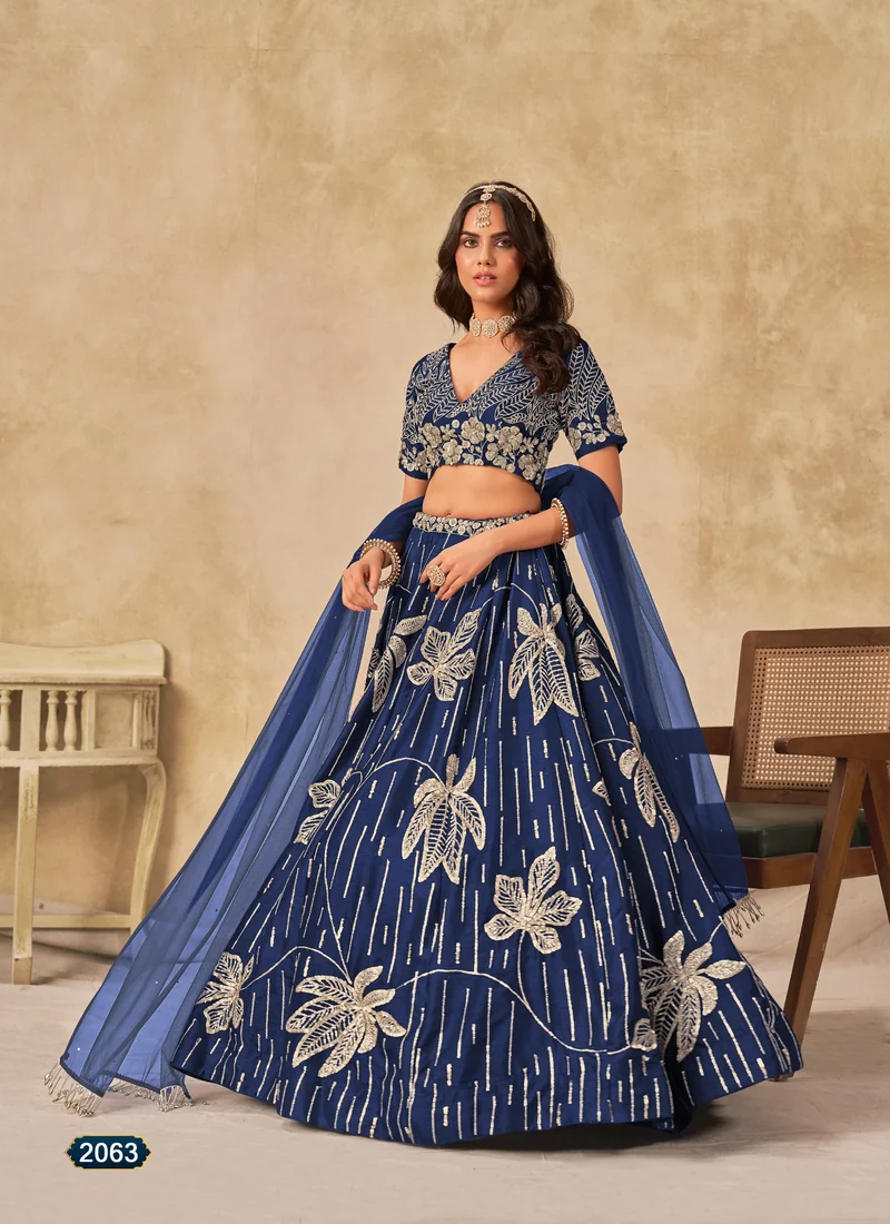 Blue Art Silk Lehenga Choli | HL0025 – Front view Front view Blue Art Silk Lehenga Choli | HL0025 for women