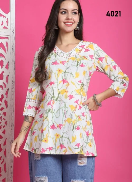 Front view Cotton Printed Kurti HL0049 for women