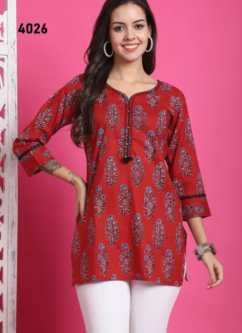 Front view Cotton Printed Kurti HL0051 for women