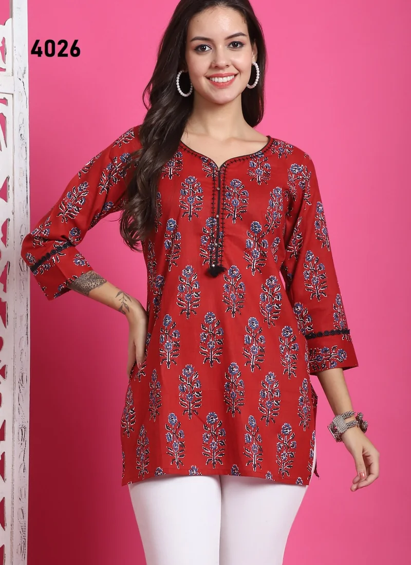 Cotton Printed Kurti HL0051 – Front view Front view Cotton Printed Kurti HL0051 for women