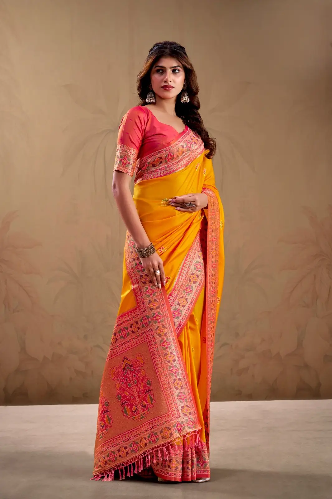 Designer Light Orange Salem Silk Saree Designer light orange Salem silk saree for haldi function