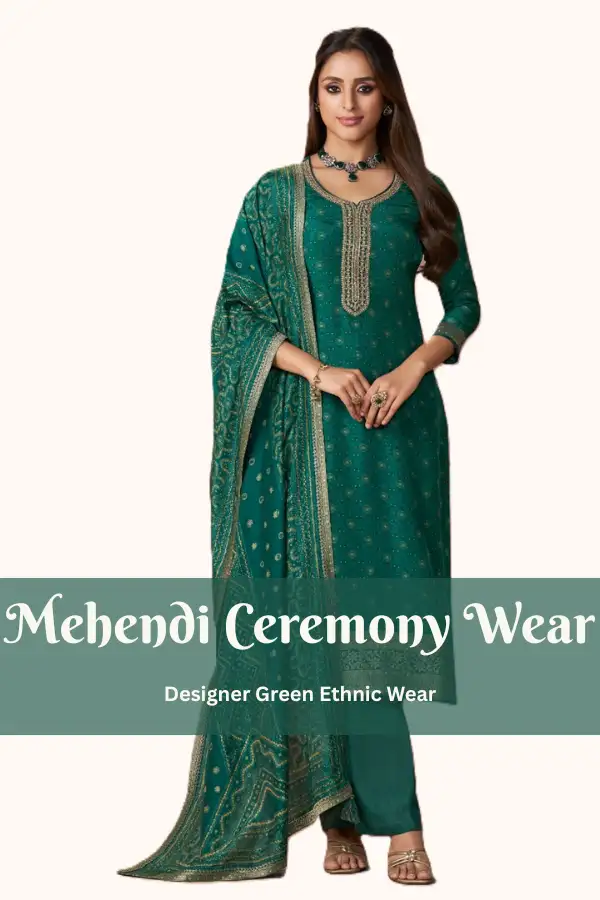 Green mehendi wear ethnic outfit for women