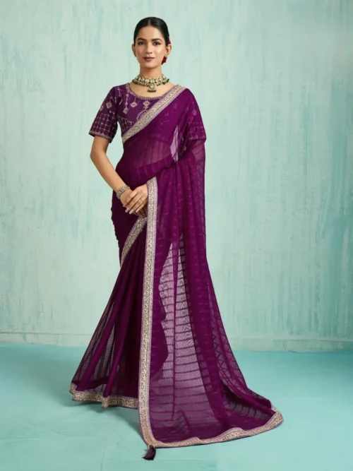 purple designer saree