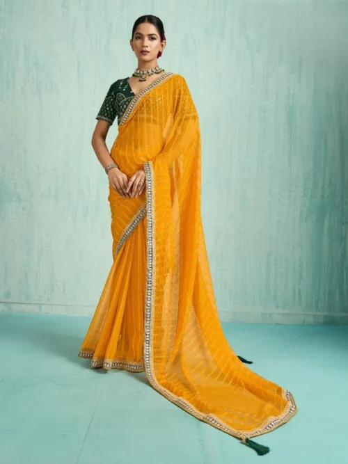designer saree yellow