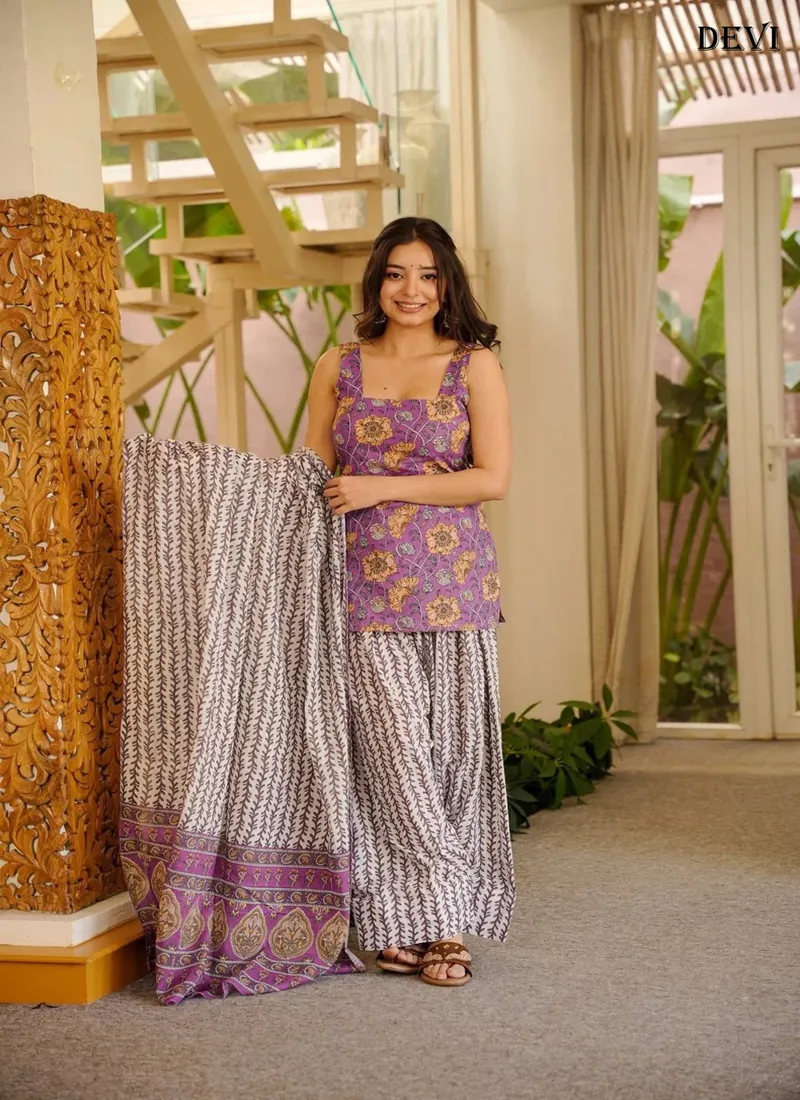 Purple Cotton Silk Heavy Digital Print Designer Salwar Kameez - HLM0002 - Image 3