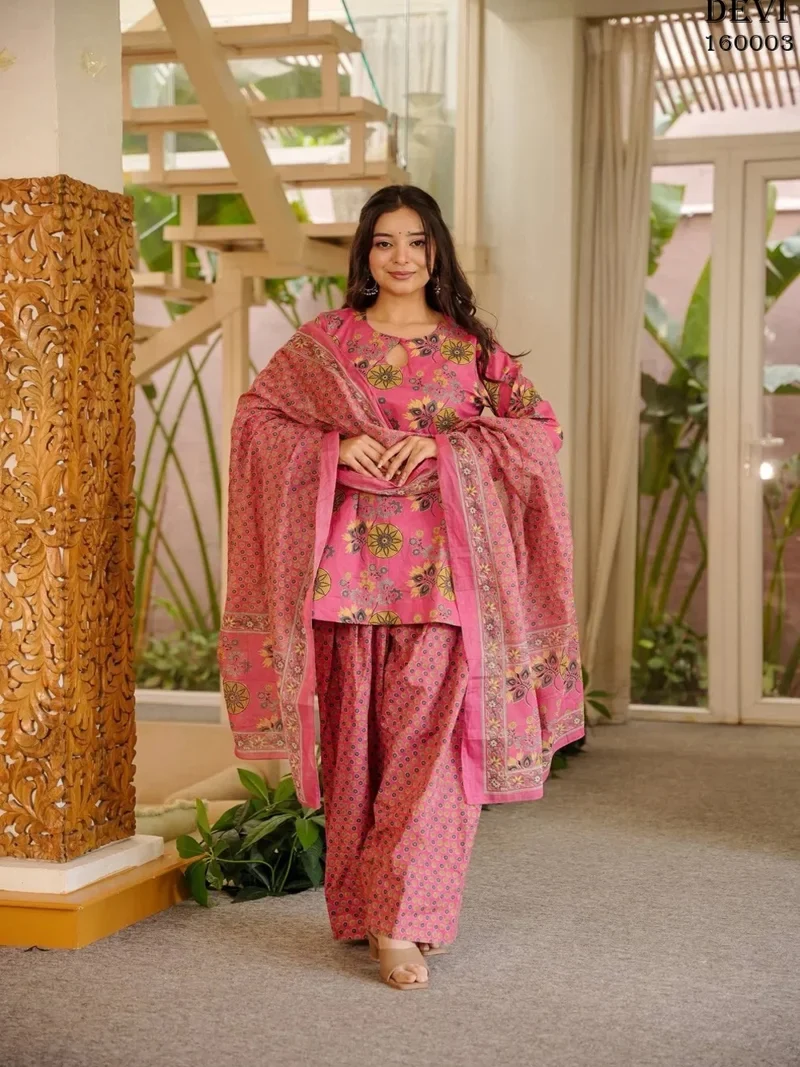 Pink Cotton Silk Heavy Digital Print Designer Salwar Kameez - HLM0003