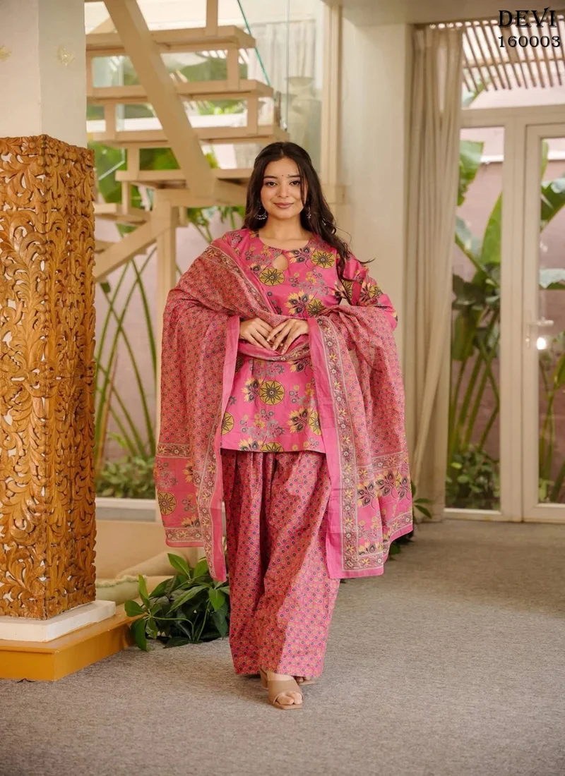 Pink Cotton Silk Heavy Digital Print Designer Salwar Kameez - HLM0003
