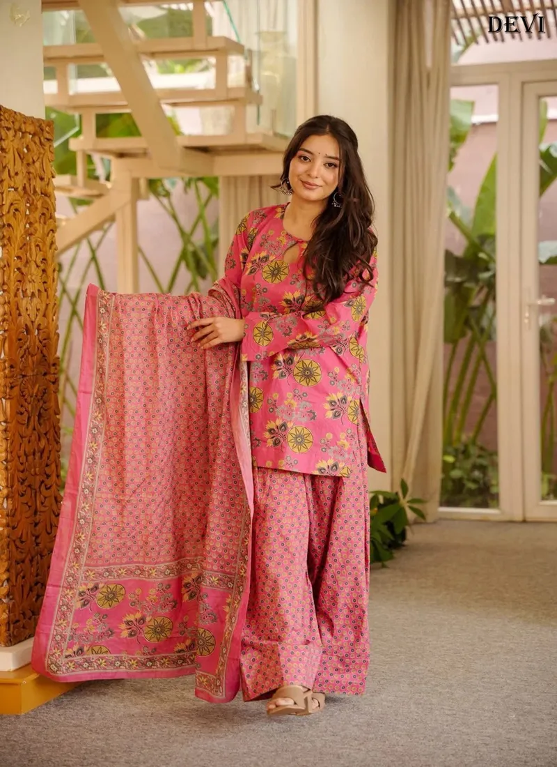Pink Cotton Silk Heavy Digital Print Designer Salwar Kameez - HLM0003 - Image 2