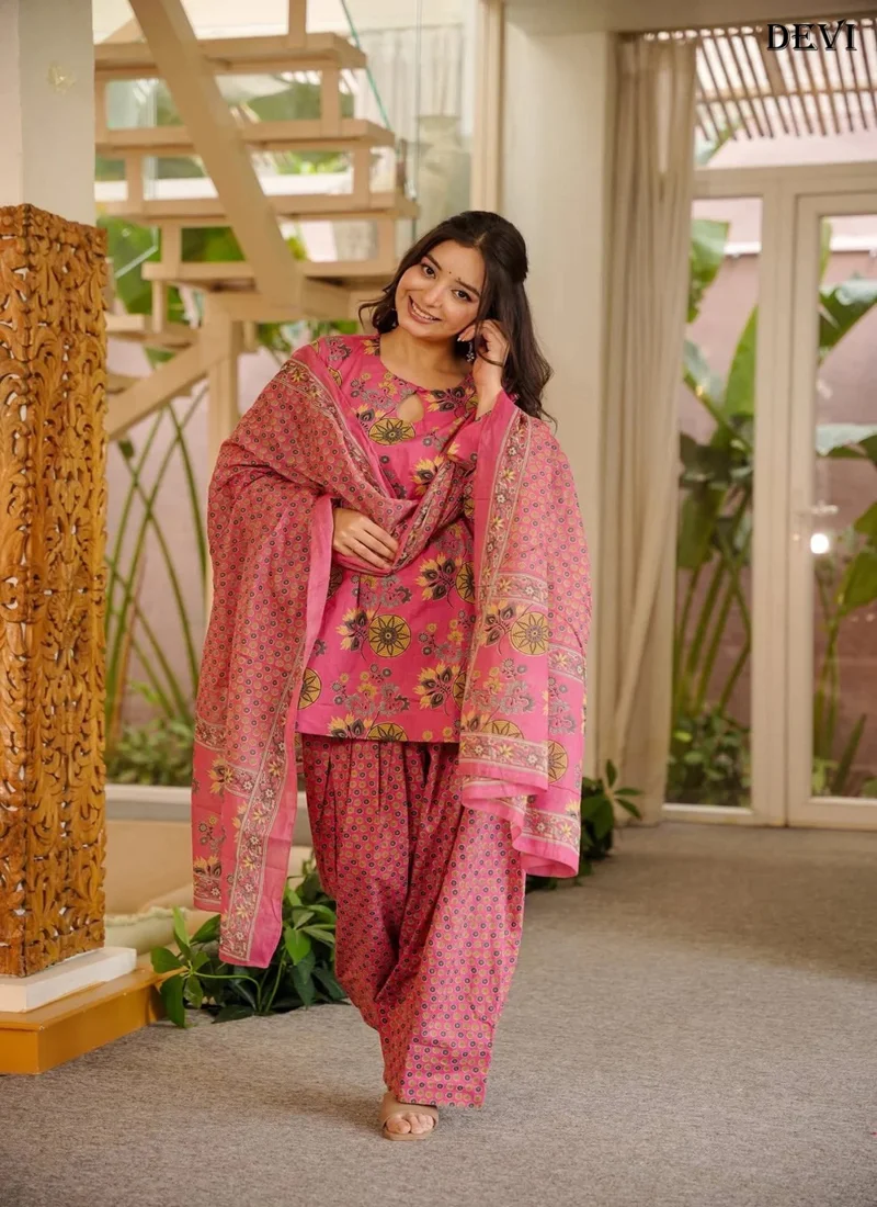 Pink Cotton Silk Heavy Digital Print Designer Salwar Kameez - HLM0003 - Image 3