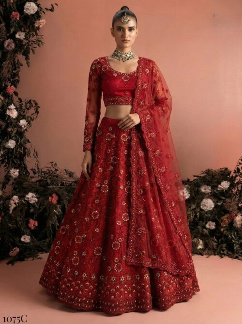 Maroon Butterfly Net Lehenga Choli with Banglori Silk Inner Bridal Wear
