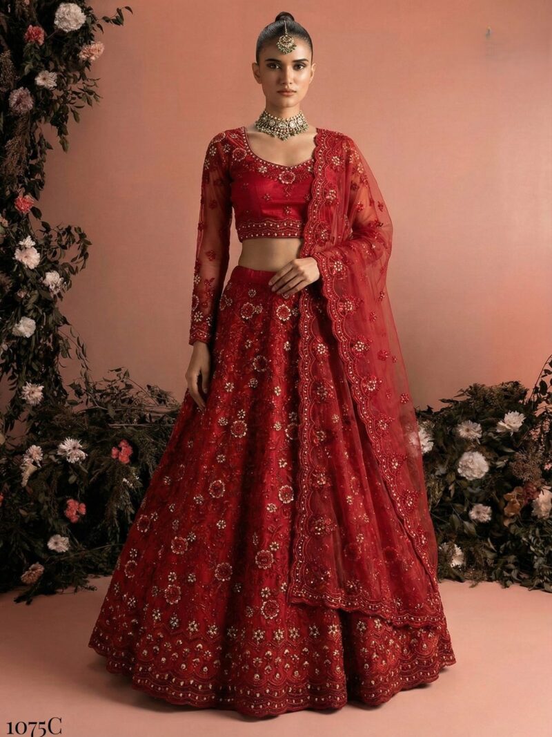 Maroon Butterfly Net Lehenga Choli with Banglori Silk Inner Bridal Wear