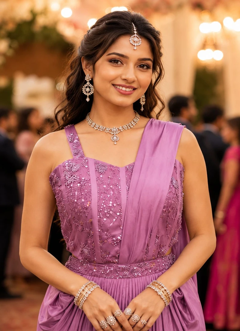 Pink REAL PREMIUM LYCRA Crush Embroidered Saree - HLS0001 - Image 2