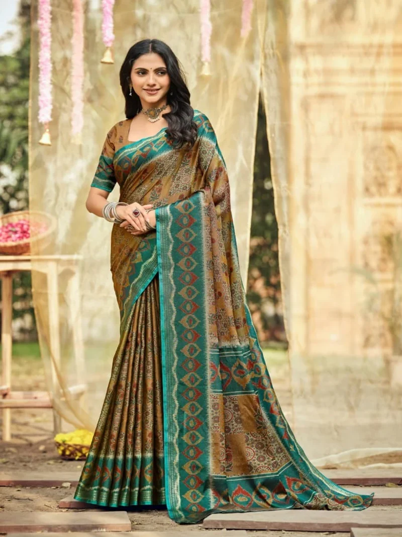 Mustard Soft Cotton Digitral Print Designer Saree (HLS0010)