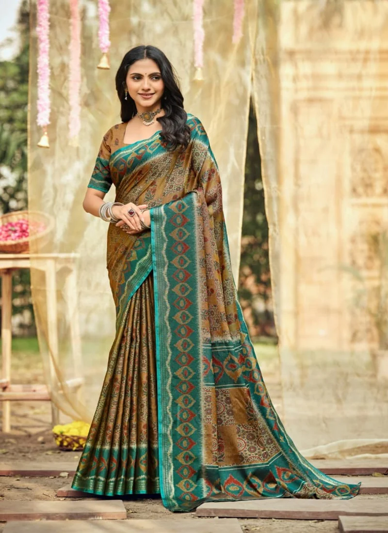 Mustard Soft Cotton Digitral Print Designer Saree (HLS0010)