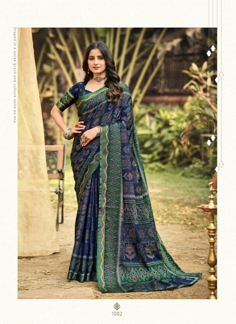 BlueSoft Cotton Digitral Print Designer Saree (HLS0011)