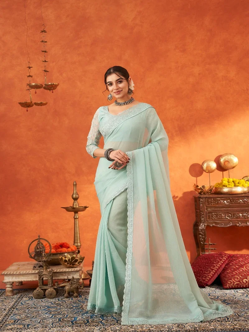 Sea Green Designer Wedding Wear for Women - HLS00071