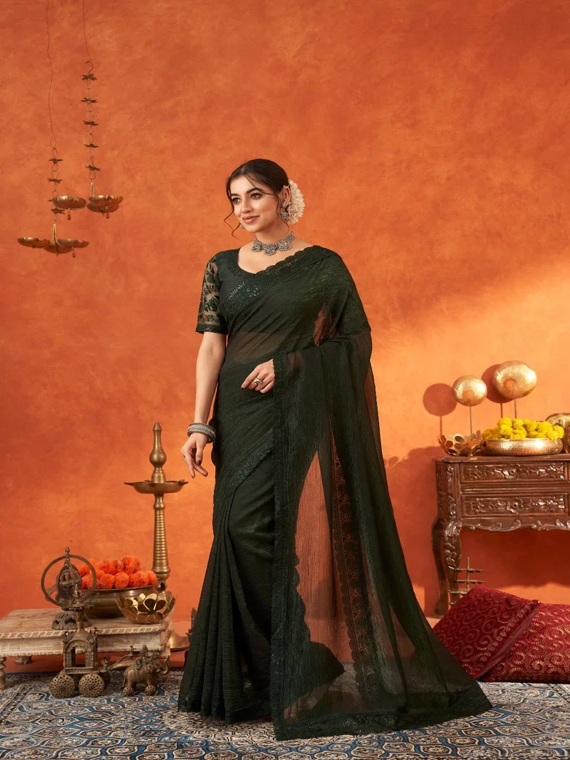 Dark Green Designer Wedding Wear for Women - HLS00072
