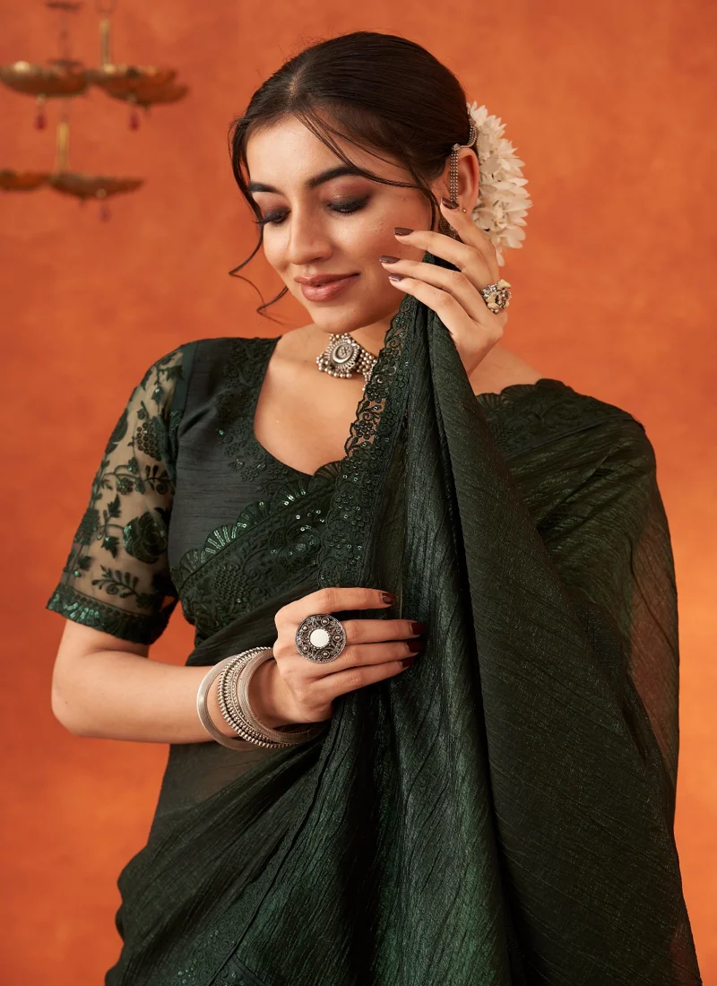 Dark Green Designer Wedding Wear for Women - HLS00072 - Image 2
