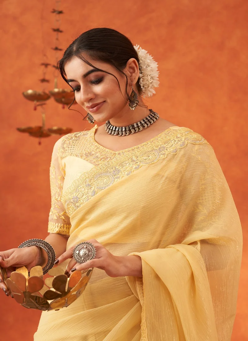 Yellow Designer Wedding Wear for Women - HLS00073 - Image 2