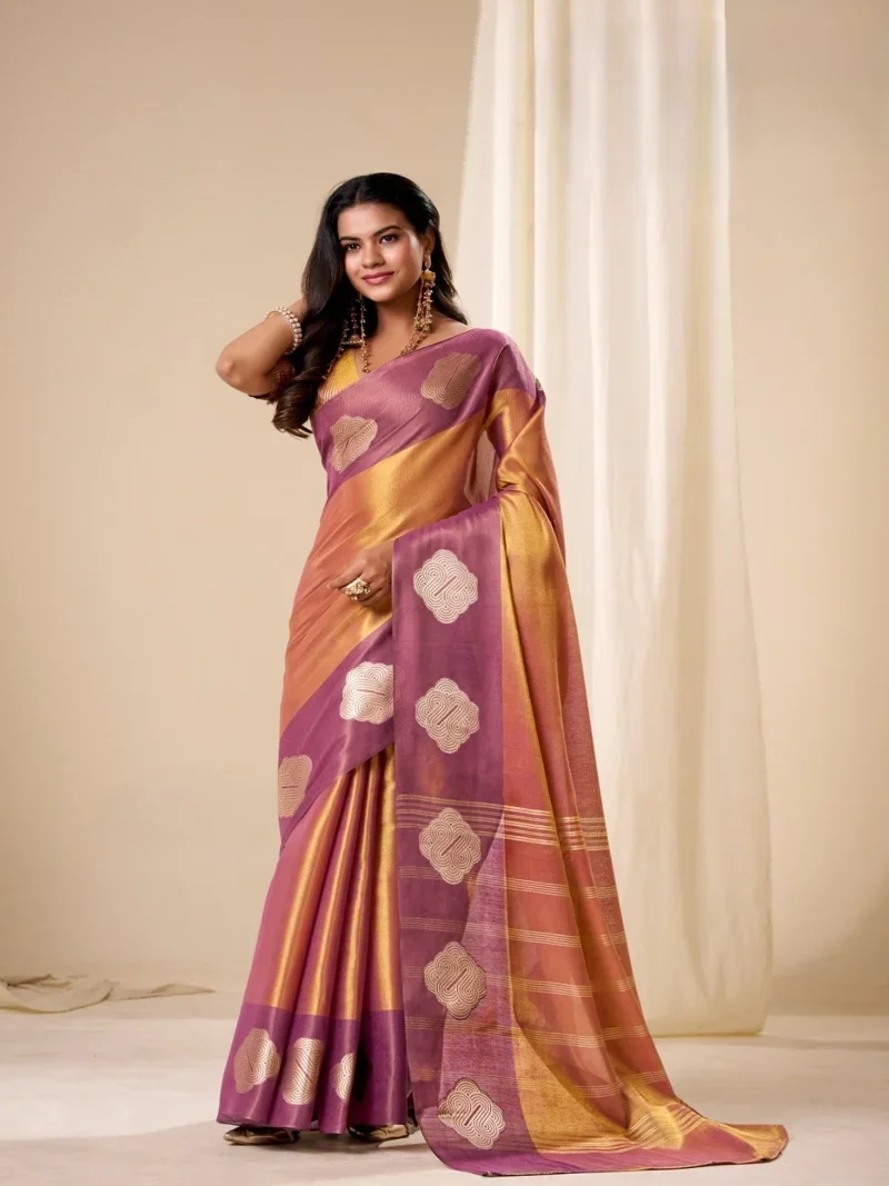 Purple HANDLOOM TISSUE SOFT SILK Printed Designer Saree for Women - HLS00086