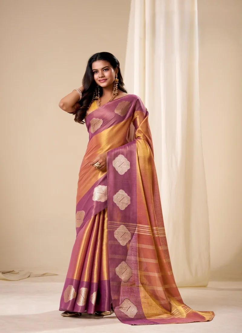 Purple HANDLOOM TISSUE SOFT SILK Printed Designer Saree for Women - HLS00086