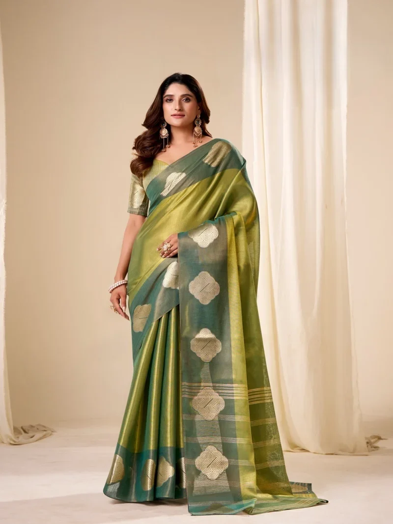 Green HANDLOOM TISSUE SOFT SILK Printed Designer Saree for Women - HLS00087