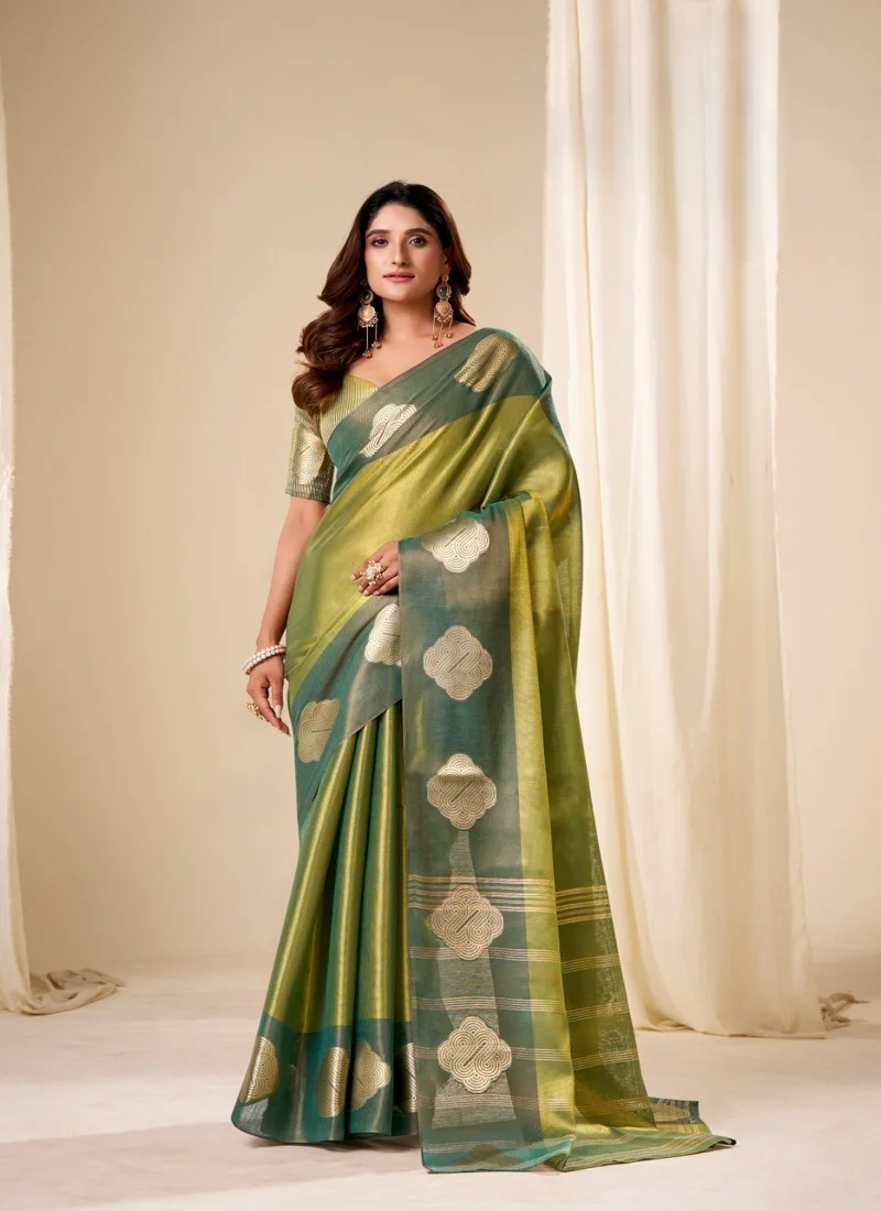 Green HANDLOOM TISSUE SOFT SILK Printed Designer Saree for Women - HLS00087