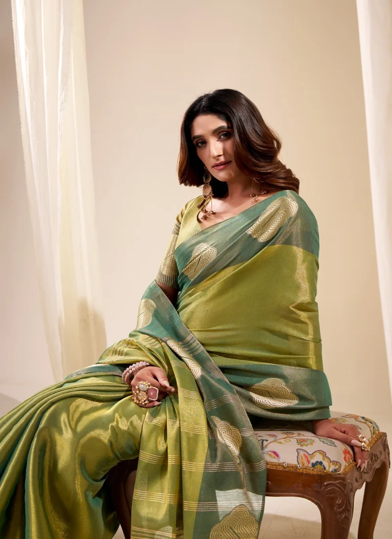 Green HANDLOOM TISSUE SOFT SILK Printed Designer Saree for Women - HLS00087 - Image 2