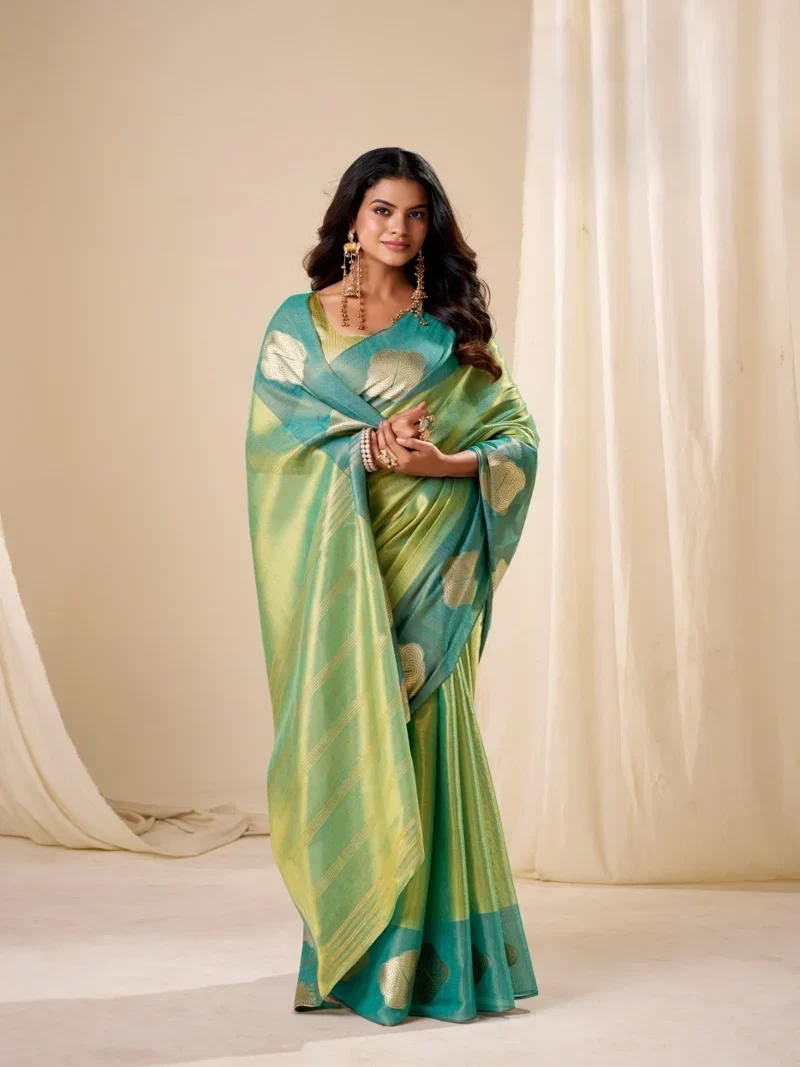 Green HANDLOOM TISSUE SOFT SILK Printed Designer Saree for Women - HLS00088