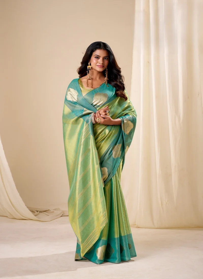 Green HANDLOOM TISSUE SOFT SILK Printed Designer Saree for Women - HLS00088