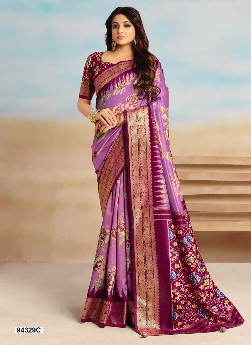 Pink Dola Silk Printed Designer Saree for Women - HLS00094