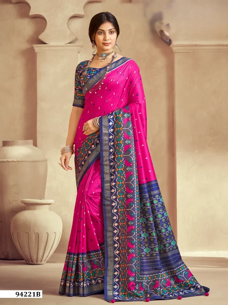 Pink Dola Silk Printed Designer Saree for Women - HLS00106