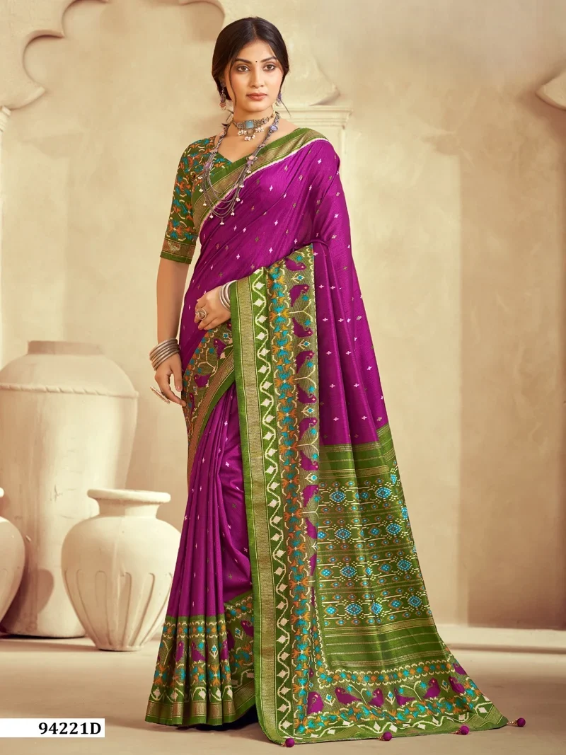 Violet Dola Silk Printed Designer Saree for Women - HLS00109