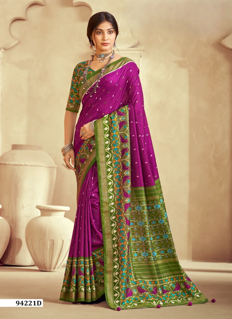 Violet Dola Silk Printed Designer Saree for Women - HLS00109