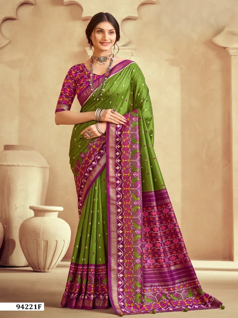 Green Dola Silk Printed Designer Saree for Women - HLS00110