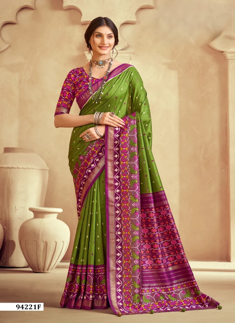 Green Dola Silk Printed Designer Saree for Women - HLS00110