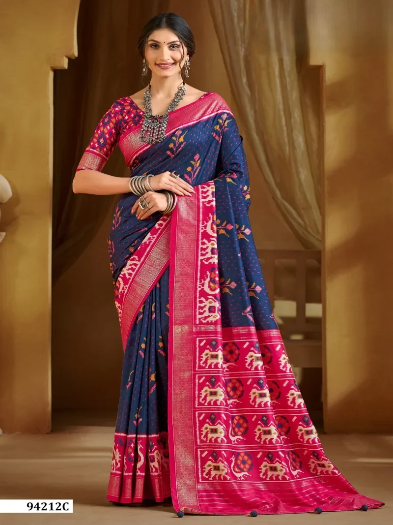 Blue Dola Silk Printed Designer Saree for Women - HLS00113