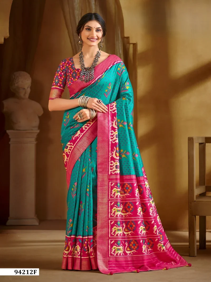 Bottle Green Dola Silk Printed Designer Saree for Women - HLS00115