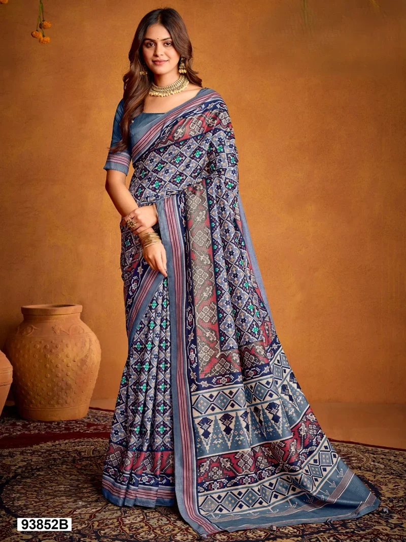 Grey Dola Silk Printed Designer Saree for Women - HLS00116