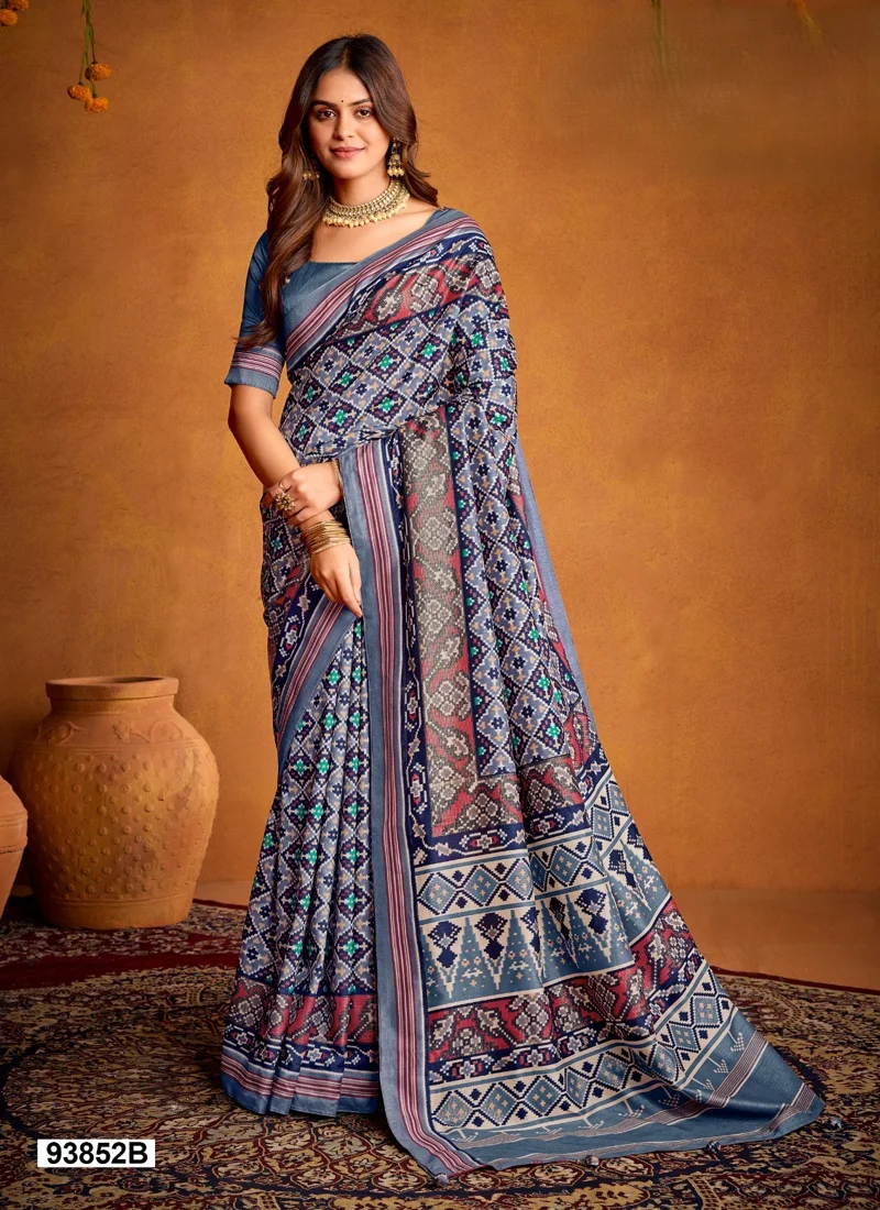 Grey Dola Silk Printed Designer Saree for Women - HLS00116