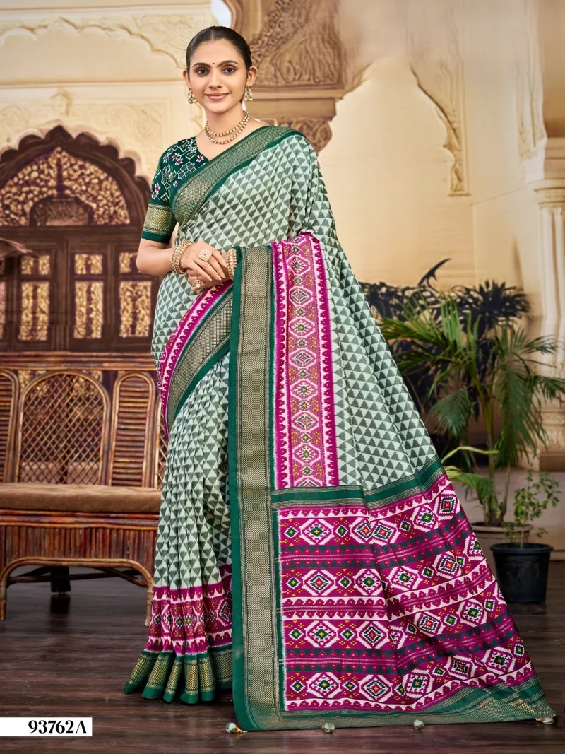 Multicolor Dola Silk Printed Designer Saree for Women - HLS00131