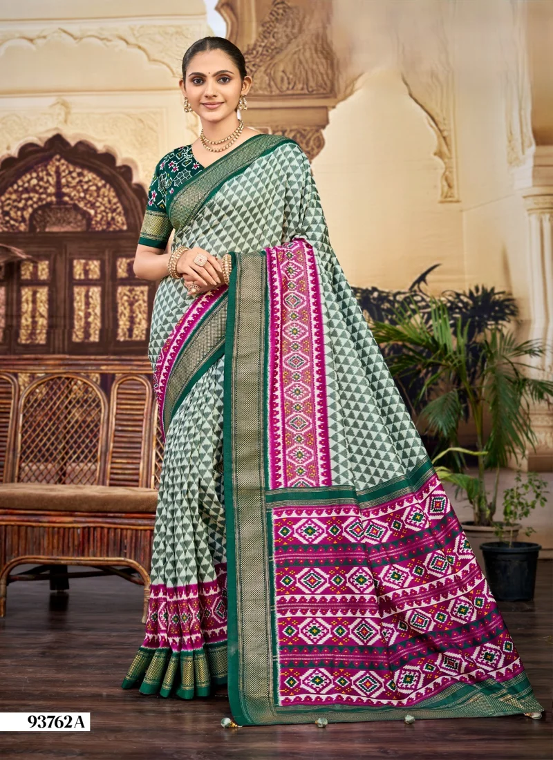 Multicolor Dola Silk Printed Designer Saree for Women - HLS00131