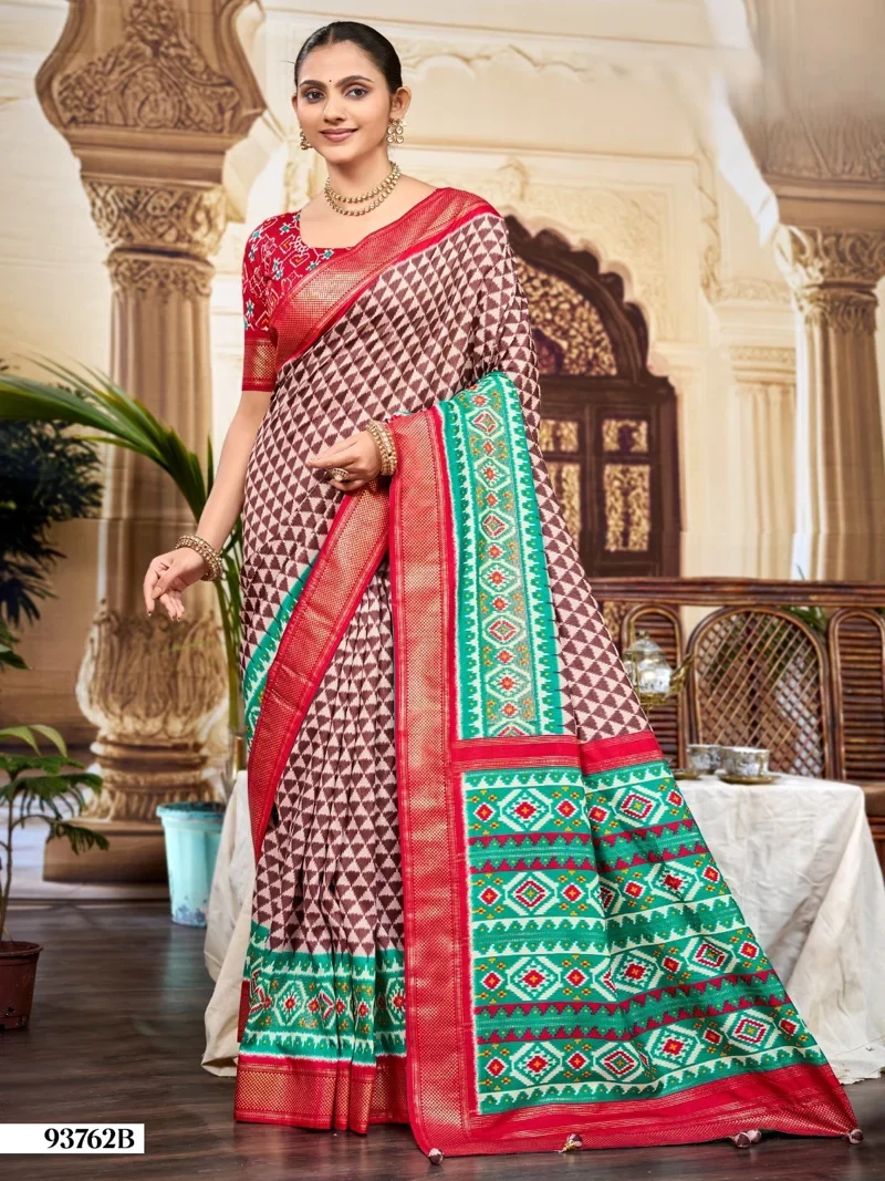 Multicolor Dola Silk Printed Designer Saree for Women - HLS00133